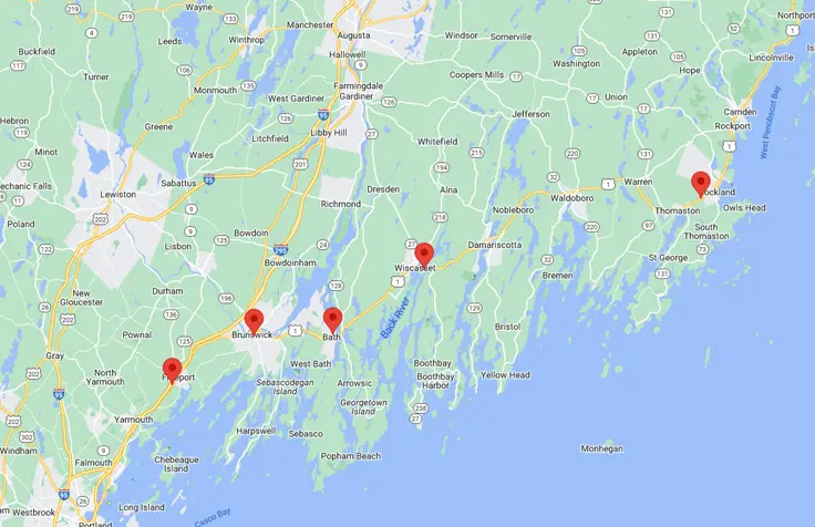 Midcoast FCU Branch Locations Map