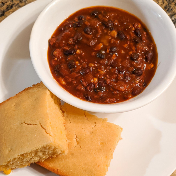 First Friday Lunch, Chili and corn bread